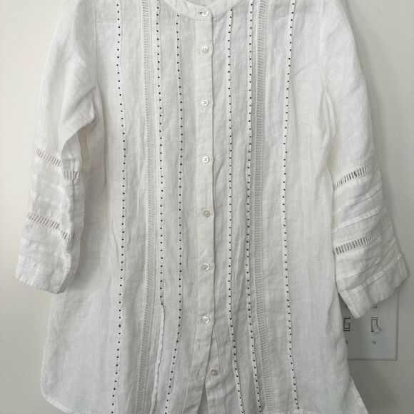 Soft Surroundings Linen Tunic Blouse M - Picture 2 of 9